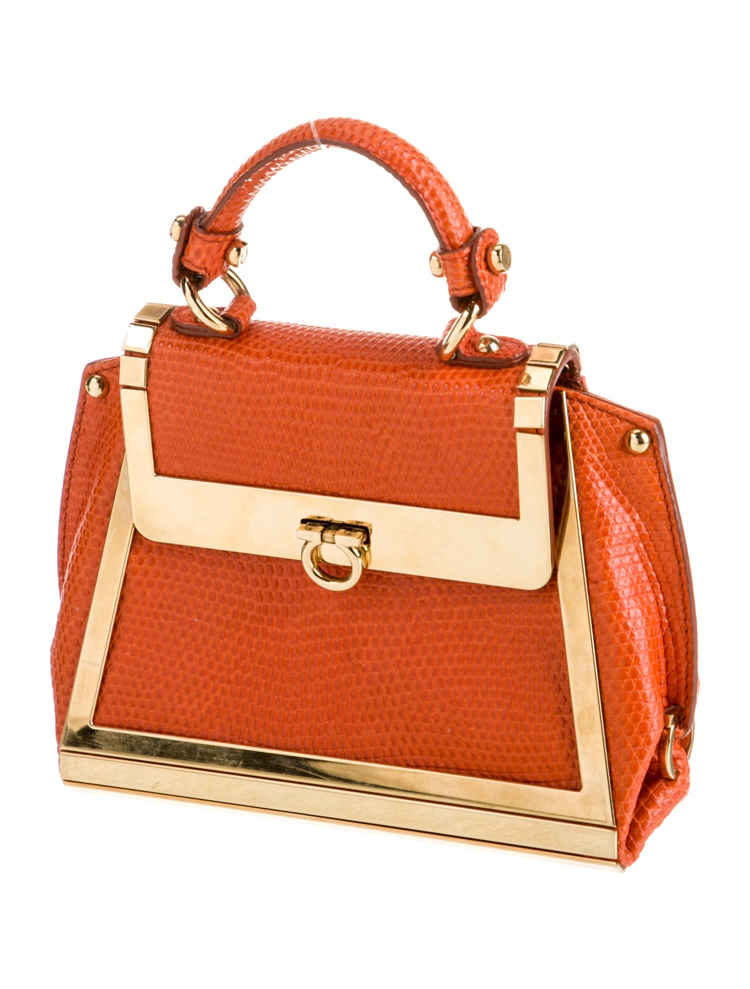 Salvatore Ferragamo Embossed Leather Top Handle Bag